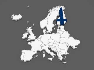 Obraz premium Map of Europe and Finland.