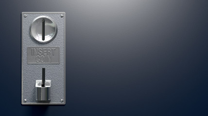 Coin Slot On Blue Background
