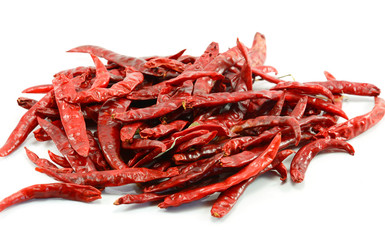 dry red pepper on white background