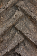 Closeup of tire tread surface.