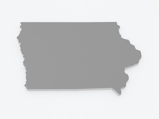 Three-dimensional map of Iowa. USA.