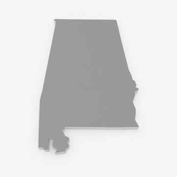 Three-dimensional map of Alabama. USA.