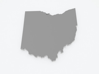 Three-dimensional map of Ohio. USA.