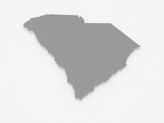 Three-dimensional map of South Carolina. USA.