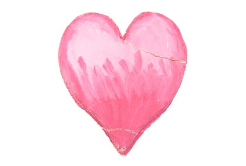 Valentine broken heart of salt dough on white background