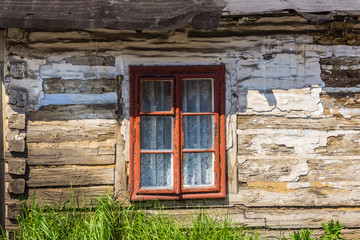 Facade of an old cottage in Jaworzno, Silesia region