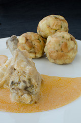 Chicken with dumplings and paprika sauce
