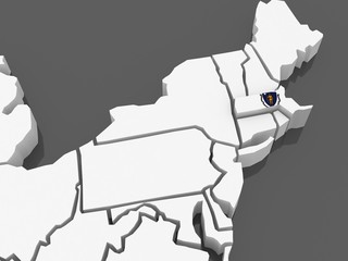 Three-dimensional map of Massachusetts. USA.