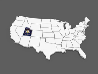 Three-dimensional map of Utah. USA.