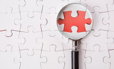 Missing Puzzle And Magnifying Glass