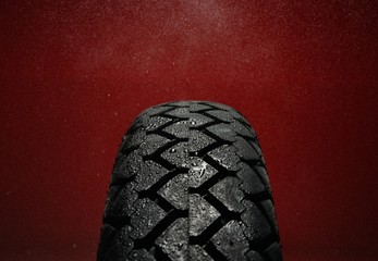 Close-up shot of classical motorcycle tire tread