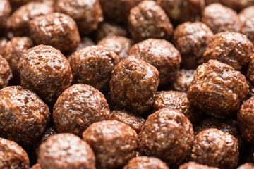 Breakfast Chocolate Balls Corn Flakes Close Up