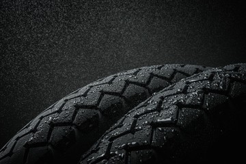 Close-up shot of classical motorcycle tire tread