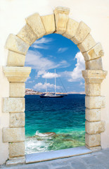 Obraz na płótnie Canvas Tradycyjna architektura na wyspie Mykonos, Grecja