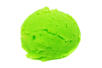 Scoop of pistachio ice cream from top