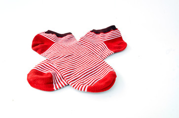 red striped socks isolated on white
