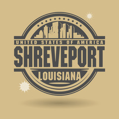 Stamp or label with text Shreveport, Louisiana inside