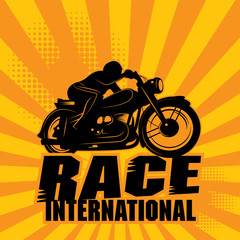 Abstract background with the words Race International inside