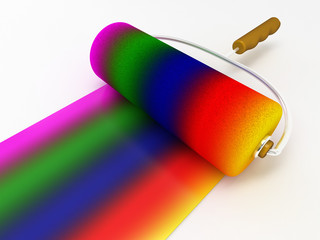 rainbow color with roller brush - 64479840