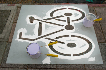 painting bicycle lane