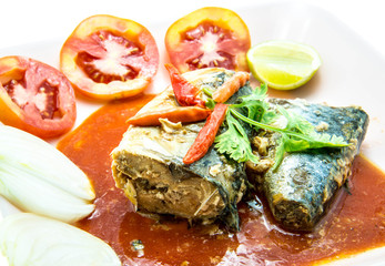 Spicy Sardines in tomato sauce canned fish ,Yum thai food style