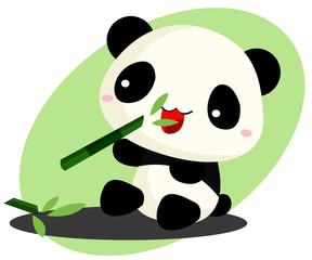 Naklejka premium Panda eating Bamboo