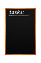 Tasks title written with chalk on blackboard