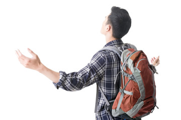 Young traveler man feel free