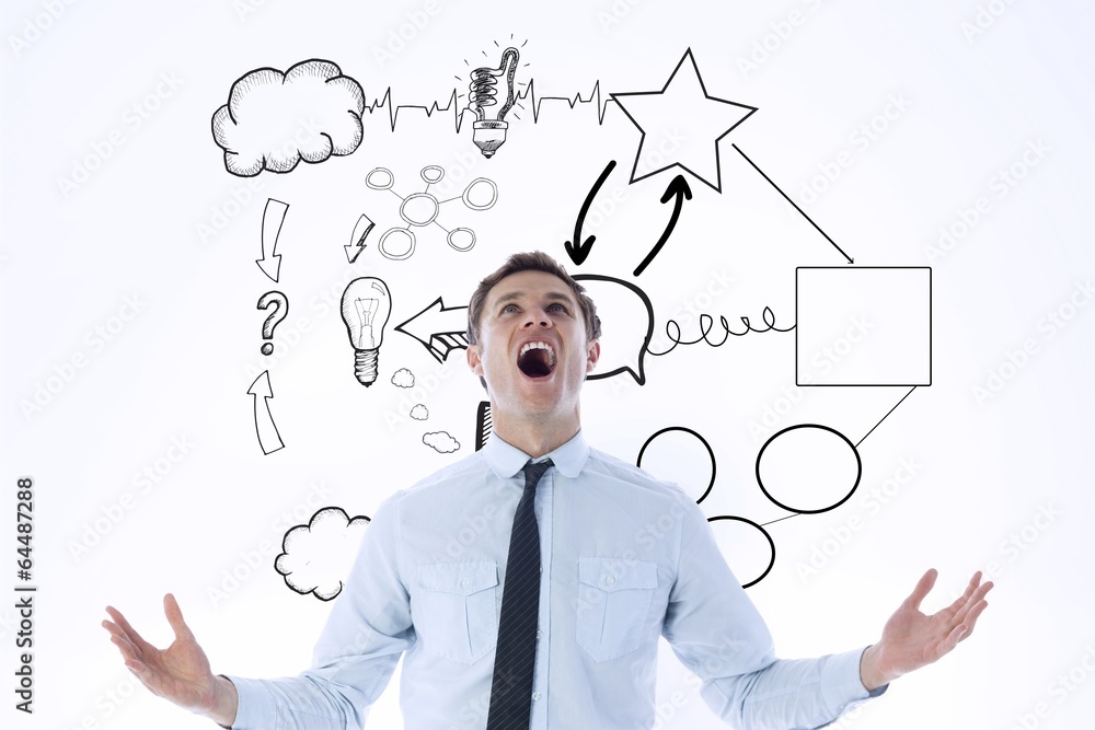 Poster Composite image of shouting businessman