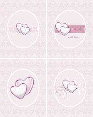 Ornamental frames with hearts. Four patterns for design