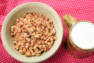Healthy whole grain muesli breakfast