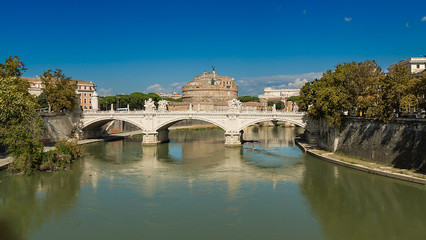 Rome Tiber River waterfront, views of the Castel Sant'Angelo
