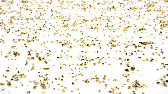 Golden drops fall down and smash slow motion