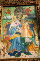 Fototapeta na wymiar Virgin Mary holding the Child Jesus Eastern Orthodox Icon