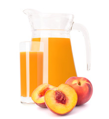 Peach fruit juice in glass jug