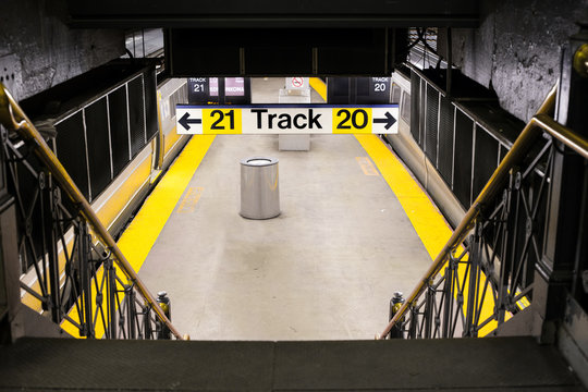 Long Island Railroad Station Platform In Penn Station NYC