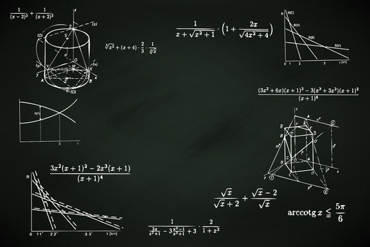 blackboard background with mathematic writings 