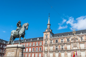 Obraz premium Philip III on the Plaza Mayor in Madrid, Spain.