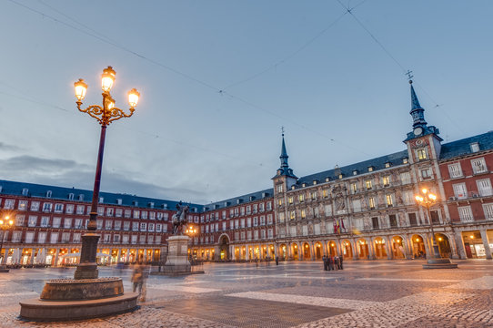 The Plaza Mayor square in Madrid, Spain.