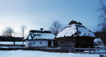 Fototapeta na wymiar Old house at Pirogovo ethnographic museum, Ukraine