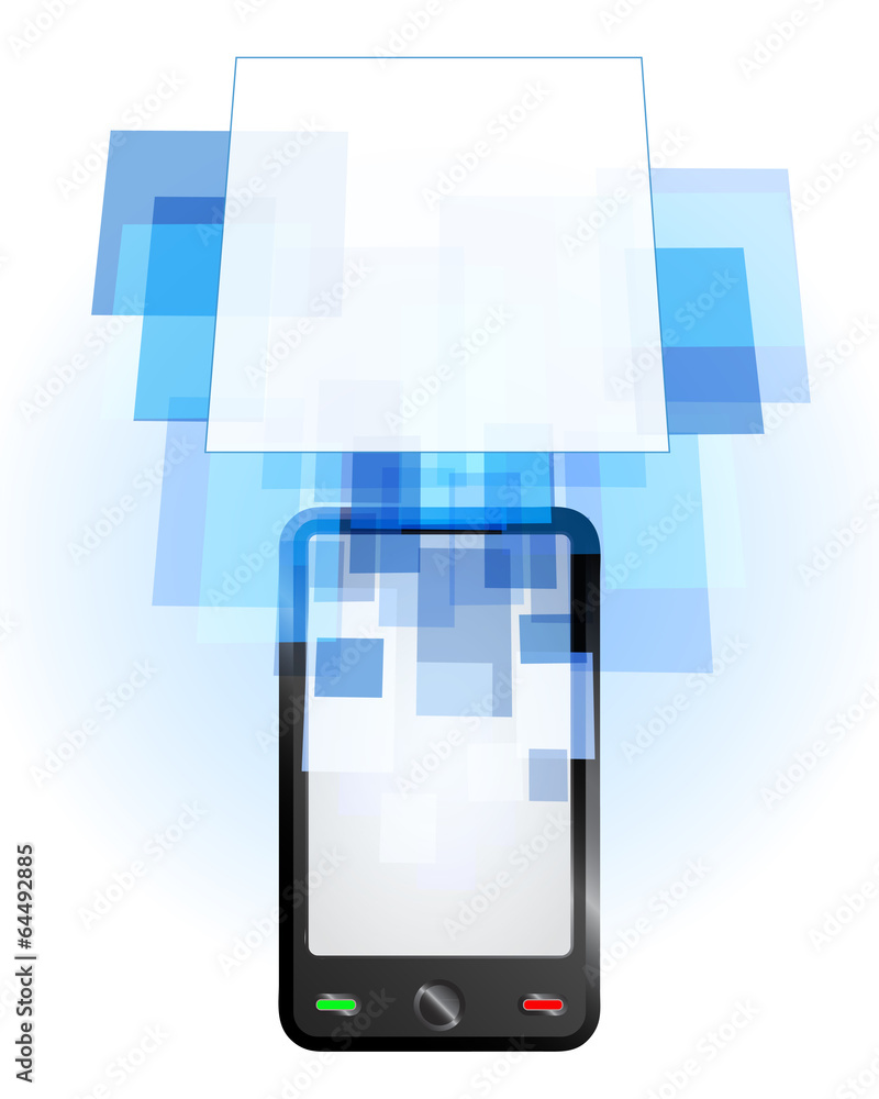 Poster mobile phone communication empty frame vector