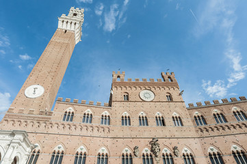 Fototapeta premium Public Palace and it's Mangia Tower in Siena, Italy