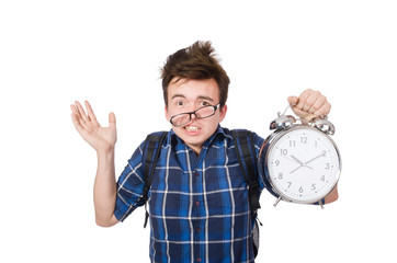 Student missing his studying deadlines on white