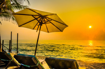 Umbrella beach in twilight times