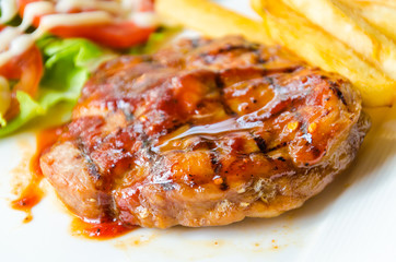 Barbecue grilled pork steak