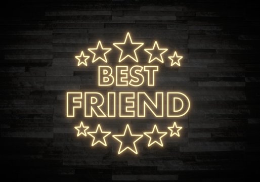 3d graphic of a creative best friend sign on classy stone wall