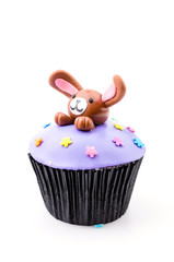 Easter cupcakes isolated white background