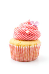 Vanilla cupcakes isolated white background