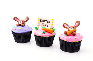 Easter cupcakes isolated white background