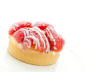 Strawberry tart isolated on white
